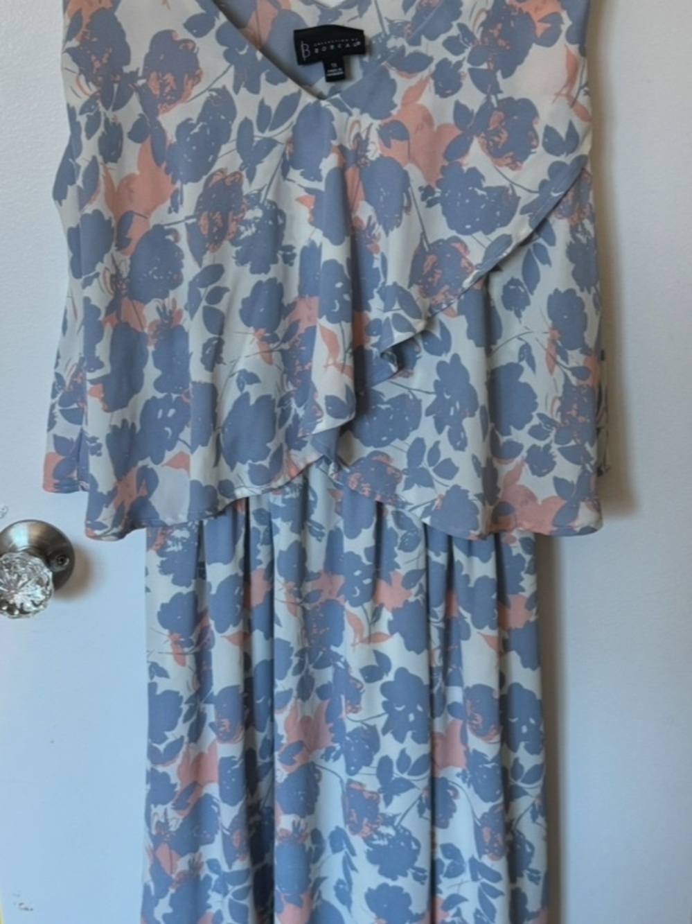 bobeau Blue and Pink Floral Midi Dress